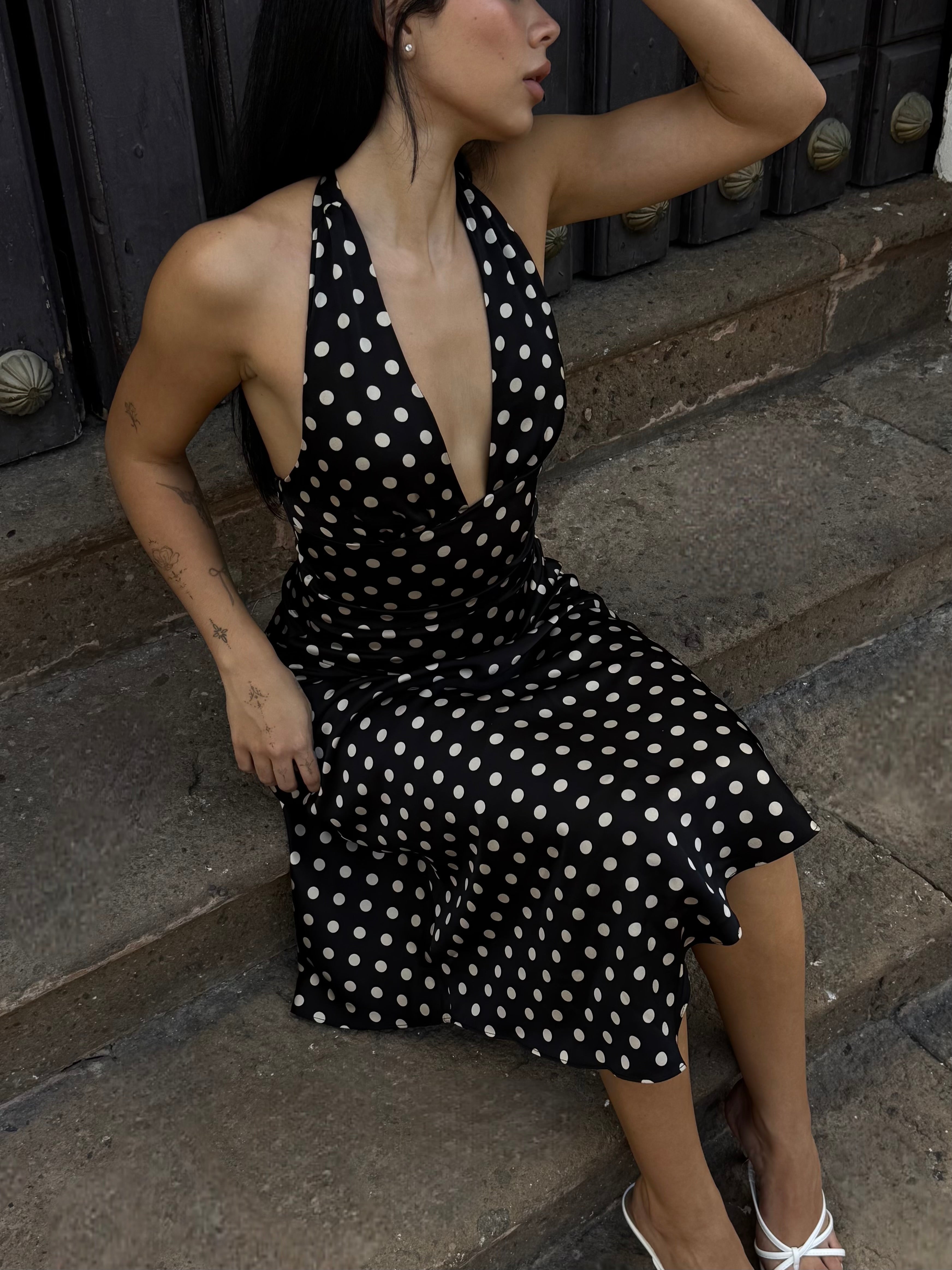 POLKA DOT MIDI DRESS